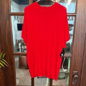 Rochelle California Red Mock Neck Short Sleeve Knit Sweater Top Plus Size 2X NEW